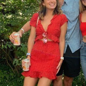 Superdown | red polka dot dress